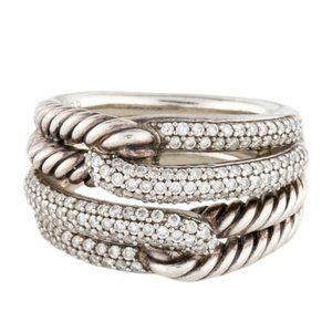 DAVID YURMAN0.58 CTW DIAMOND RING SET IN STERLING SILVER 925 LABYRINTH LOOP RING